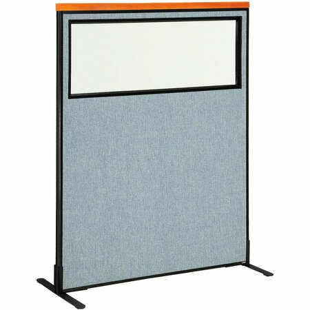 INTERION BY GLOBAL INDUSTRIAL Interion Deluxe Freestanding Office Partition Panel w/Partial Window 48-1/4inW x 61-1/2inH Blue 694684WFBL